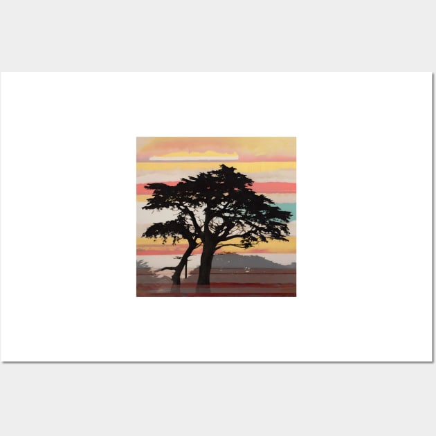 Cypress Tree at Sunset Wall Art by DANAROPER